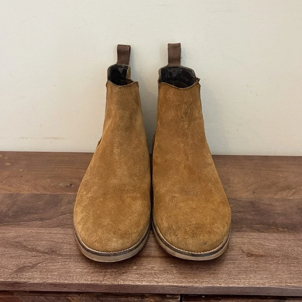 Crevo Chelsea Boots Suede Leather Chestnut Brown Slip‑On Ankle‎ Boot Mens 10M